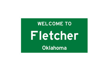 Fletcher, Oklahoma, USA. City limit sign on transparent background. 