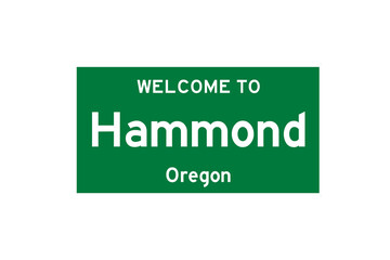 Hammond, Oregon, USA. City limit sign on transparent background. 