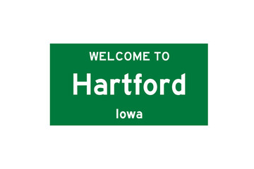 Hartford, Iowa, USA. City limit sign on transparent background. 