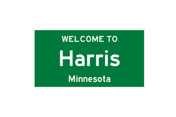 Harris, Minnesota, USA. City limit sign on transparent background. 