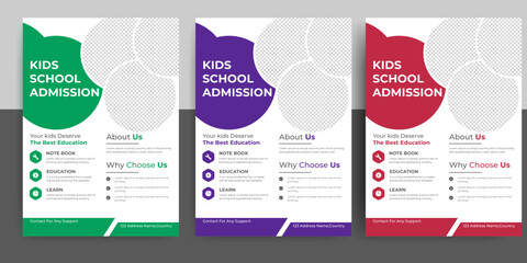 Creative and modern online school education admission flyer poster template