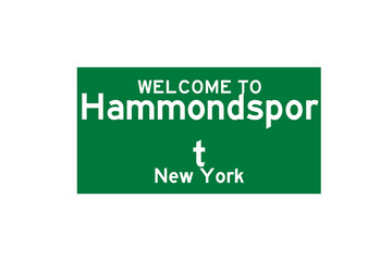 Hammondsport, New York, USA. City limit sign on transparent background. 