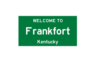 Frankfort, Kentucky, USA. City limit sign on transparent background. 