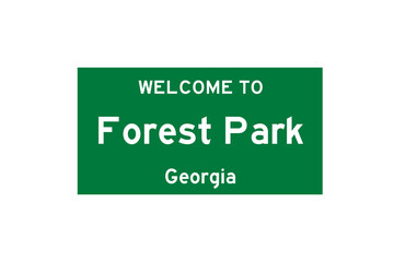 Forest Park, Georgia, USA. City limit sign on transparent background. 