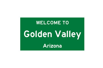 Golden Valley, Arizona, USA. City limit sign on transparent background. 