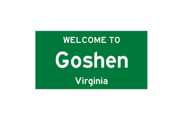 Goshen, Virginia, USA. City limit sign on transparent background. 