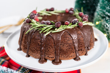 Fototapeta na wymiar Chocolate bundt cake