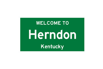 Herndon, Kentucky, USA. City limit sign on transparent background. 