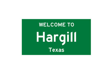 Hargill, Texas, USA. City limit sign on transparent background. 