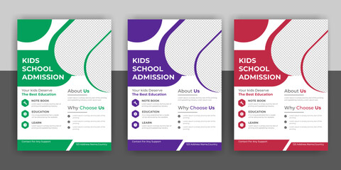 Creative and modern online school education admission flyer poster template