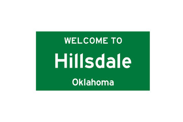 Hillsdale, Oklahoma, USA. City limit sign on transparent background. 