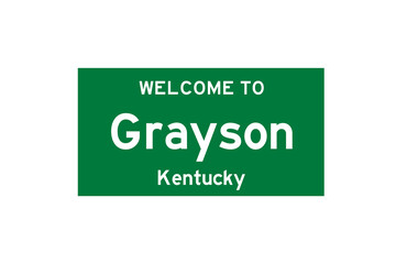 Grayson, Kentucky, USA. City limit sign on transparent background. 