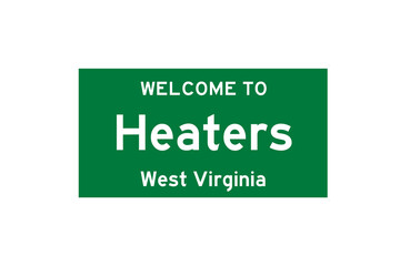 Heaters, West Virginia, USA. City limit sign on transparent background. 