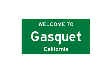 Gasquet, California, USA. City limit sign on transparent background. 