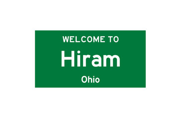 Hiram, Ohio, USA. City limit sign on transparent background. 