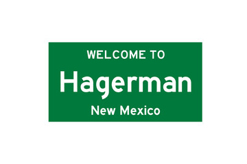 Hagerman, New Mexico, USA. City limit sign on transparent background. 