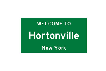 Hortonville, New York, USA. City limit sign on transparent background. 