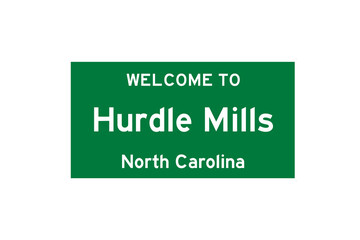 Hurdle Mills, North Carolina, USA. City limit sign on transparent background. 