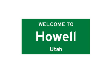 Howell, Utah, USA. City limit sign on transparent background. 
