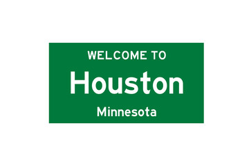 Houston, Minnesota, USA. City limit sign on transparent background. 