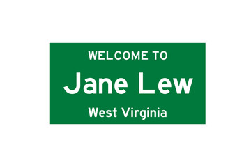 Jane Lew, West Virginia, USA. City limit sign on transparent background.  © Rezona