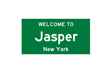 Jasper, New York, USA. City limit sign on transparent background. 