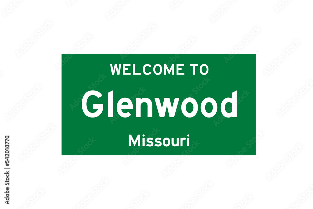 Wall mural glenwood, missouri, usa. city limit sign on transparent background.