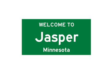 Jasper, Minnesota, USA. City limit sign on transparent background. 