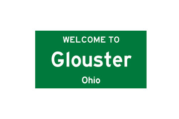 Glouster, Ohio, USA. City limit sign on transparent background. 