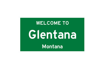 Glentana, Montana, USA. City limit sign on transparent background. 