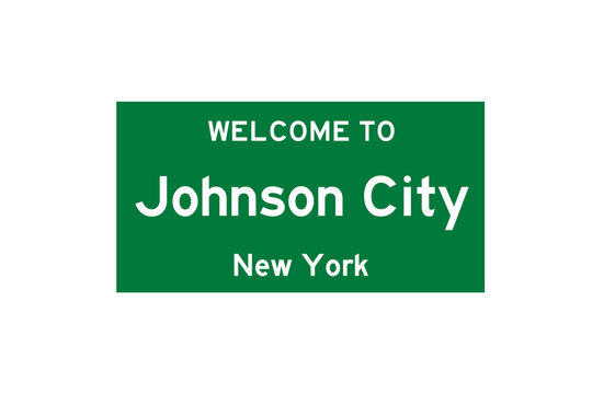 Johnson City, New York, USA. City Limit Sign On Transparent Background. 