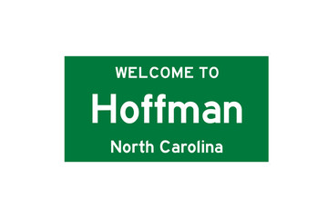Hoffman, North Carolina, USA. City limit sign on transparent background. 
