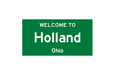Holland, Ohio, USA. City limit sign on transparent background. 