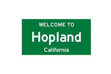 Hopland, California, USA. City limit sign on transparent background. 