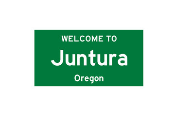 Juntura, Oregon, USA. City limit sign on transparent background. 