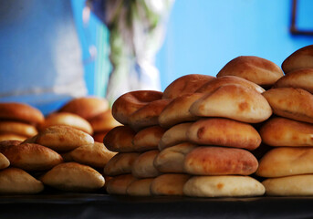 Freshly baked local bread called Poi in Goa, India