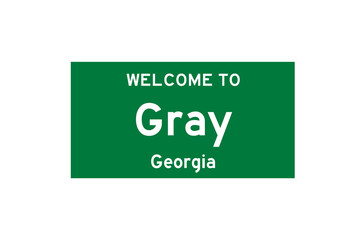 Gray, Georgia, USA. City limit sign on transparent background. 