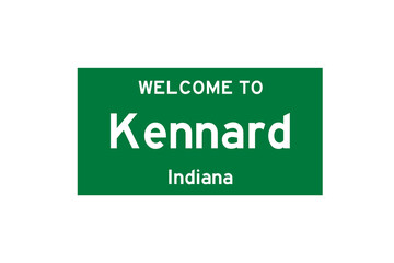 Kennard, Indiana, USA. City limit sign on transparent background. 