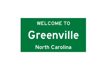Greenville, North Carolina, USA. City limit sign on transparent background. 