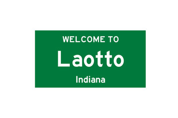 Laotto, Indiana, USA. City limit sign on transparent background. 