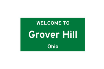 Grover Hill, Ohio, USA. City limit sign on transparent background. 