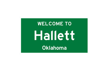 Hallett, Oklahoma, USA. City limit sign on transparent background. 
