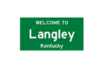 Langley, Kentucky, USA. City limit sign on transparent background. 