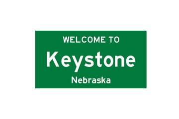Keystone, Nebraska, USA. City limit sign on transparent background. 