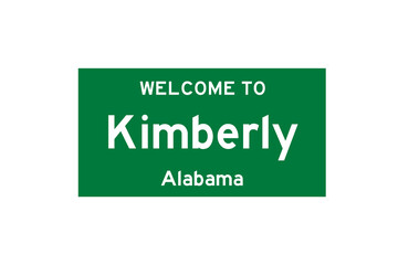Kimberly, Alabama, USA. City limit sign on transparent background. 