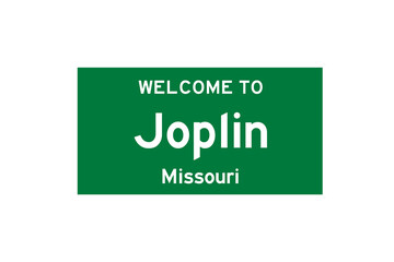 Joplin, Missouri, USA. City limit sign on transparent background. 