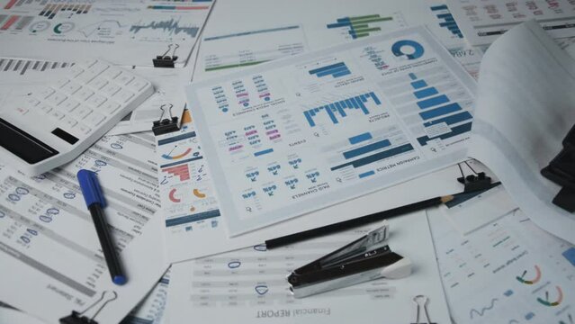 Financial planning check data in the financial report hd stock footage