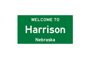 Harrison, Nebraska, USA. City limit sign on transparent background. 