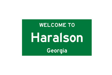 Haralson, Georgia, USA. City limit sign on transparent background. 