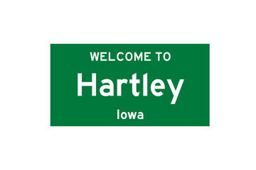 Hartley, Iowa, USA. City limit sign on transparent background. 